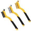 Wire Brushes 3Pcs, Nylon/Brass/Stainless Steel Bristles with 7in Handle - color: 3 PCS YELLOW