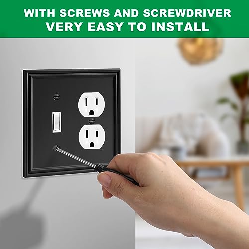 2 Pack Black Modern Decorative Toggle/Duplex Outlet Covers Wall Plate - size: 2 Gang Toggle/Duplex