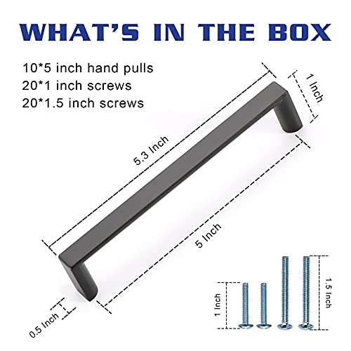 10 Pack 5 Inch(128mm) Kitchen Cabinet Handles Matte Black Cabinet Pulls Kitchen Cabinet Hardware Drawer Pulls for Dresser Cupboard Wardrobe - color: Matte Black, size: 5"/128MM Hole Center, style: 10 Pack