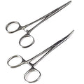 SURGICAL ONLINE 2-Piece Curved & Straight 5" Hemostat Set - Stainless Steel Locking Tweezer Clamps - Ideal Hemostats for Nurses, Fishing Forceps, Crafts and Hobby - size: 5"