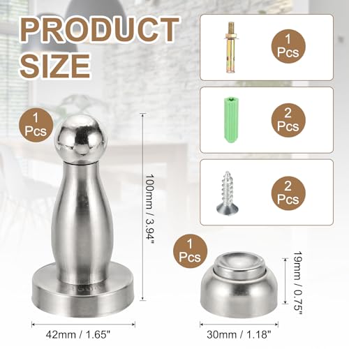 uxcell 3.9" Magnetic Door Stoppers, Wall Floor Mounted Magnetic Door Catch Holder, Stainless Steel Door Stops for Bedroom, Bathroom, Kitchen, Office, Silver - size: 3.9"