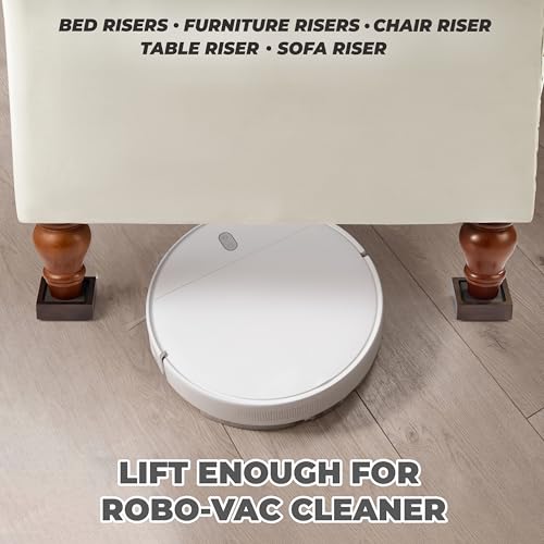 FASONLA Bed Risers, Furniture Risers (Set of 8) Lifts Height 1", 2", 3" or 4", Solid Natural Wood Risers, Non-Slip Recessed Hole to Heavy Bed/Furniture (Walnut Color) - color: Walnut Color