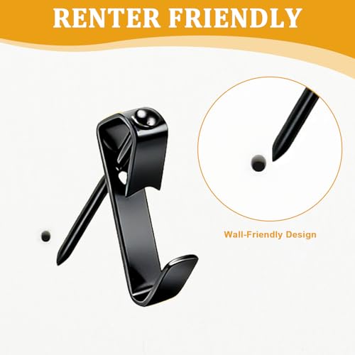 KURUI 214Pcs Picture Hanging Hooks, Renter Friendly Picture Hanging Kit with Heavy Duty Picture Hangers and Hardware Nails, for Frame, Painting, Art and Photo, on Drywall,Plaster, and Wood Wall - color: Black