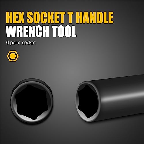 T - Handle Metric Socket Wrench Set 6- Point (15mm,16mm,17mm, 18mm,19mm) Cr-V Steel Lug Wrench Hex Socket for Motorcycle Car Bicycle Repair (5 Pack) - size: 5Pack