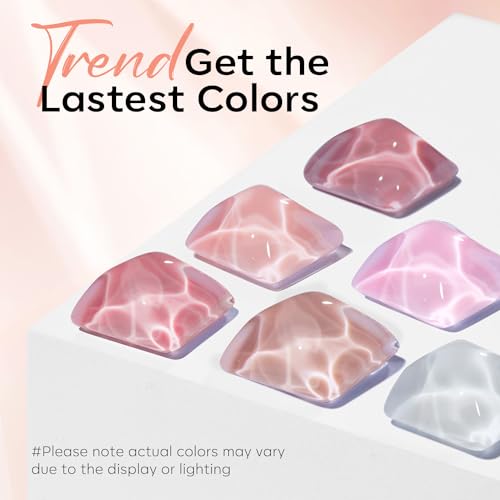 modelones Jelly Gel Nail Polish Set 6 Colors, White Nude Pink Translucent - color: A A4 Pink Jelly Chic