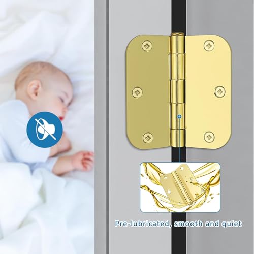 KNOBWELL 3.5" x 3.5" Polished Brass Door Hinges, Gold Door Hinges, 30 Pack - color: Polished Brass