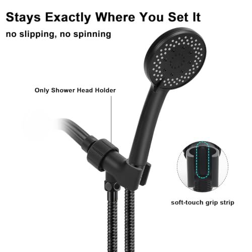 NearMoon Adjustable Shower Arm Mount- with Universal Wall Hook Bracket and Brass Pivot Ball, Shower Head Holder for Hand Held Showerheads (Matte Black) - color: Matte Black