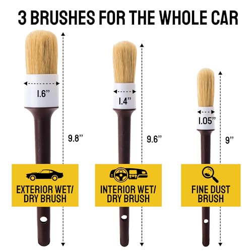 Car Detailing Brush Set 3-pc, Car Detailing Kit Interior by Detail Dudes - size: 3 Pack(Starter)
