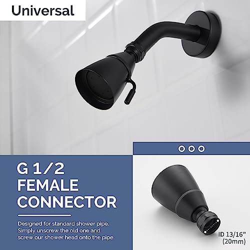 Angle Simple High Flow Shower Spray Head Adjustable, G 1/2, Matte Black - color: Matte Black