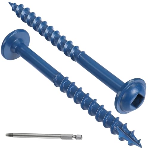 VGBUY Pocket Hole Screws 2 Inch, 90Pcs Pocket Screws #8 x 2, Blue Coated Wood Screws for Exterior, Coarse Thread Square Drive, Self-Tapping Tip - size: #8 x 2 inch