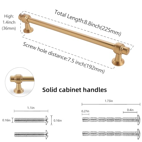 10 Pack 7-1/2 inch(192mm) Champagne Bronze Kitchen Cabinet Handles Cabinet Pulls Gold Drawer Pulls Kitchen Cabinet Hardware Handles Drawer Pulls Dresser Handles - color: Champagne Bronze, size: 7.5" Hole Center（192mm）