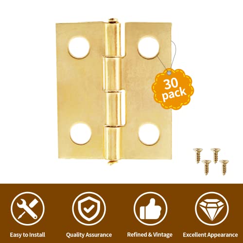 Small Hinges, 18 x 15 mm, Retro Brass, 30 Pcs - color: Gold(30pcs), size: 18 x 15mm