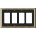 Pearled Frame Decorative Wall Plate Switch Plate Outlet Cover (Quad Decorator, Black & Dark Golden) - style: Quad Decorator
