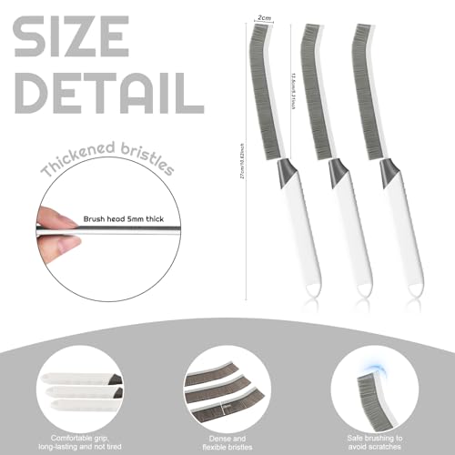 Crevice Cleaning Brush Bathroom Tile Groove Gap Cleaning Brush Premium Crevice Cleaning Tool Aluminum Support with 15° Angled Head-Grout Thin Brush,Kitchen & Bathroom Tool (5PCS) - color: 3pcs