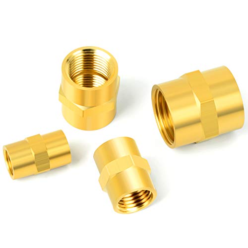 GASHER 8PCS Brass Pipe Fitting Hex Coupling Kit 1/8 inch 1/4 inch 3/8 inch 1/2 inch - style: Hex Coupling Kit（8Pcs）
