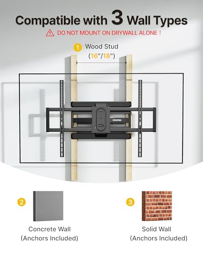 monTEK Pre-Assembled Full Motion TV Wall Mount for 43-100 Inch TVs - size: 43"-100" Full Motion