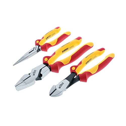 Wiha 32968 3 Piece Insulated Industrial Grip Pliers and Cutters Set