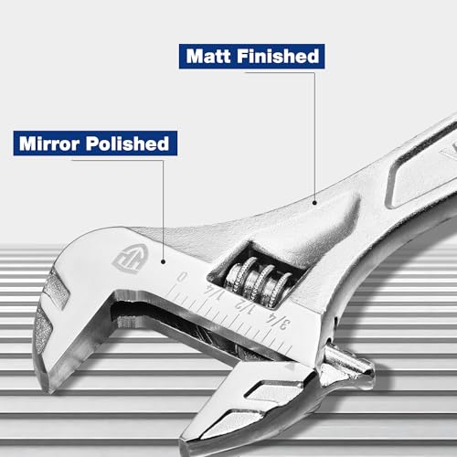WORKPRO 2-Piece Wide Jaw Adjustable Wrench Set, 6" & 10", Cr-V Steel - color: Silver, size: 6 & 10 inch