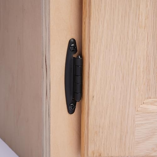 DecoBasics Free Swinging (Non Self-Closing) Overlay Cabinet Hinges Black – 50 Pack (25 Pairs) for Kitchen Cabinet Doors – Matte Black w/Matching Screws & Quiet Bumpers - color: Matte Black