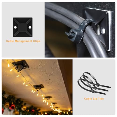 285 PCS Cable Management Kit - for Computer TV Under Desk - Black