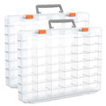 Bluedale 2 Pack 48 Grids Large Plastic Organizer Box with Adjustable Dividers, Beads Storage Containers Compartment Tackle Box Case for Crafts Hobby Small Parts Fishing Seeds Jewelry (Transparent) - size: Transparent-2P