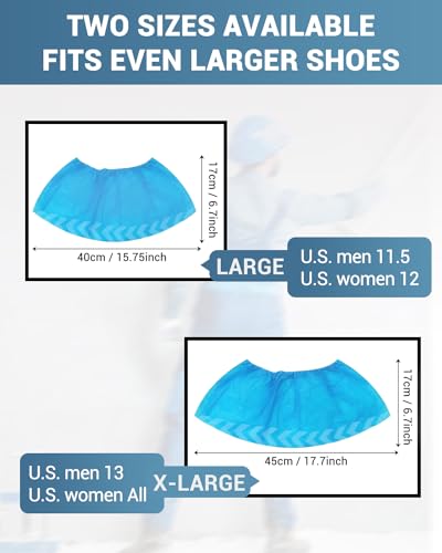 Buself X-Large 200 Count Shoe Covers Disposable Non-Slip, Premium Cloth Boot Covers, Slip-resistant, Durable, Breathable, Non-toxic, Recyclable, Stretchable Fits Up to Size 13 US Men - Blue - size: 200ct Up to Men13 & Women All