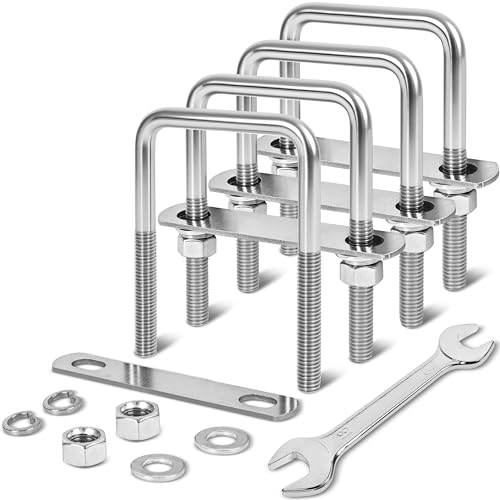 4 Sets M12 Square U Bolts 3 Inch Wide, 1/2" x 3-1/16" W x 4-1/2"L - size: M12 x 3-1/16"W x 4-1/2"L