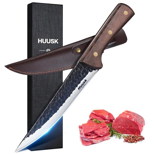 Huusk Boning Knife for Meat Cutting with Leather Sheath - size: 6 inches