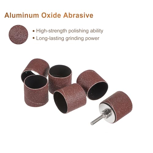 uxcell 12 Pcs 1-1/2 Inch Sanding Sleeves Sandpaper Set 80 Grit with 1 Inch Drum Mandrels for Rotary Tools - size: 80 Grit
