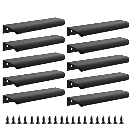 Malimali 10 Pack 6" Black Edge Finger Pulls for Cabinets, Drawer Pulls - color: Matte Black, size: 150mm/6" (10Pcs)