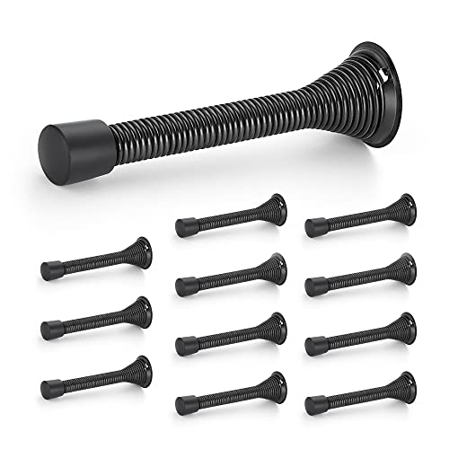 Ravinte Door Stoppers, 12 Pack Black Spring Door Stops with Rubber Bumper - color: Black