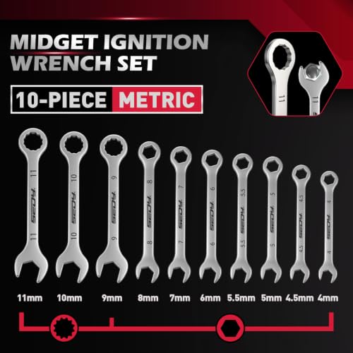 Premium Midget Wrench Set - 22-Piece Mini Combination Wrench Set Metric & SAE Ignition Wrench Sets 4-10mm & 5/32'' to 7/16'' Lightweight Small Carry Pouch - color: 22-pc Small Wrench Set