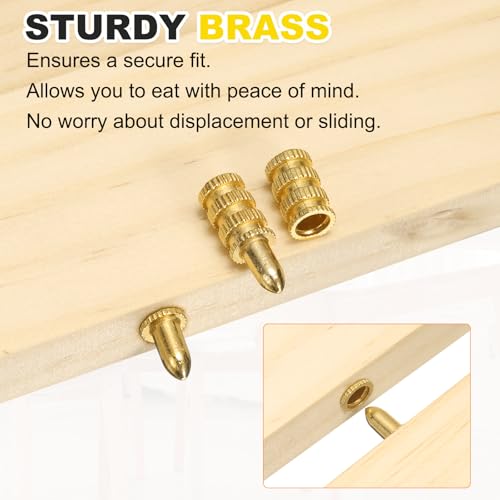 PATIKIL Table Leaf Dowel Pin 8x30mm, 10 Pack Brass Table Bolt Sleeve Connectors Top Leaf Alignment Pins for Furniture Desk, Golden - size: 8x30mm