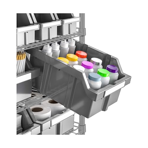 7-Tier NSF 22-Bin Steel Wire Shelving Rack, 36"W x 14"D x 56"H, Gray | 22 slide-out bins with tilt-lock design keep supplies organized and accessible - color: Gray, size: 22 Bin