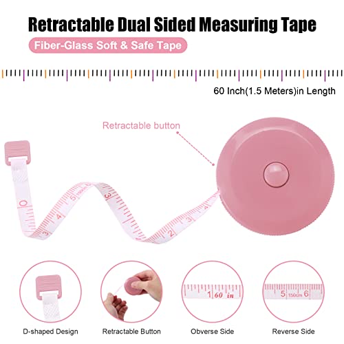 Tape Measures Retractable, Fabric Measuring Tape, 60 Inch Small Sewing Tape Measure for Craft Nursing Medical Travel(3 Pack/Green,Blue,Pink) - color: Green,Blue,Pink