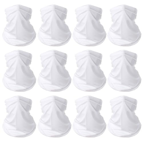 6 Pieces Summer Face Cover Scarf Mens Neck Gaiter For Men Women UV Protection Face Breathable Sun Protection Cycling Running - color: White(12-pack)