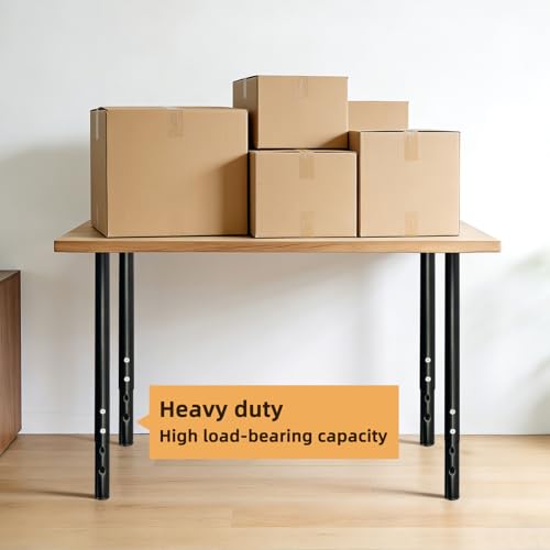 QLLY Adjustable Metal Table Leg, 24-40 inch, 60-100cm, Home Office DIY Desk Leg, Furniture Leg Set (4, Black) - color: Black