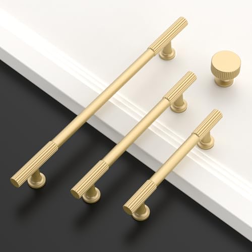 Asidrama 10 Pack 3 inch Brushed Gold Kitchen Cabinet Handles - color: Brushed Gold, size: 3" Hole Center