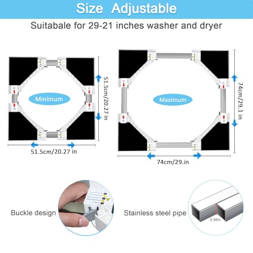 Washer Dryer Stacking Kit - Universal Stacking Kit for Washer and Dryer | Adjustable 29"/28"/27"/26"/25"/24" Washer and Dryer Stacking Kit with Ratchet Strap for Laundry Room - Space-Saving - style: Thickened Universal Stacking Kit