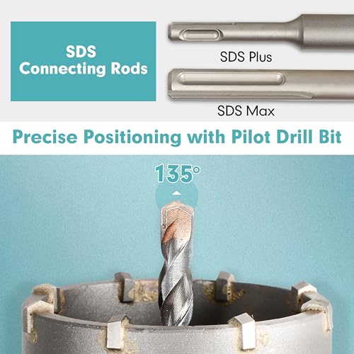 9Pcs Masonry Concrete Hole Saw Kit (30 40 65 80 100 mm) - color: 9Pcs