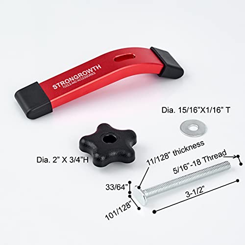 T track Hold Down Clamps - Double Cut Profile Universal T-Track Clamps, 6-3/8"L x 1-1/4"W - Woodworking and t slot clamp - Fine Sandblast Anodized - Red Color-6PK - style: T-Track Clamps 6pk