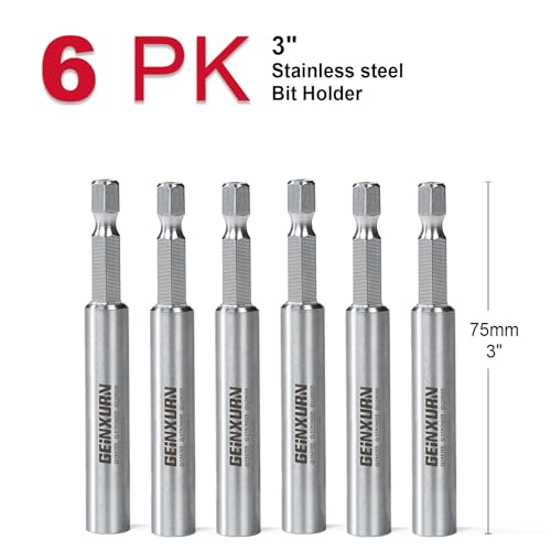 Geinxurn 6PACK Stainless Screwdriver Bit Holders, 3Inches Extension Socket Drill Bit Magnetic Holder Hex Shank Quick-Change Drill Bit Guide - size: 3 in