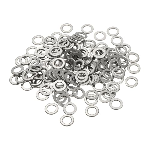 Flat Washers, 304 Stainless Steel Hardware Assorted Washer, 10 x 6 x 1 mm Fit for Bolts Screws Industrial Use (300 Pack, Silver) - size: 10 x 6 x 1 mm