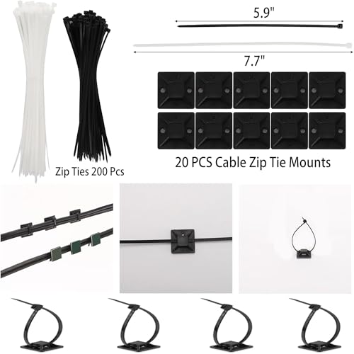 NORIX Cable Management Kit, 600 PCS Cord Organizer Set for Desk, TV & PC