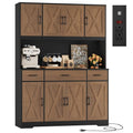 HOSTACK 71" Tall Kitchen Pantry Cabinet, 55" W Kitchen Hutch, Brown/Black | Large Pantry Cabinet with Charging Station / Countertop / 3 Drawers, Farmhouse Hutch Cabinet with Storage for Dining Room - color: Brown/Black