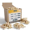 ALBO Wooden Dowel Pins 500 Pack Assorted Sizes 1/4 + 5/16 + 3/8 inch Fluted Wood Dowels Rods Hardwood Crafts Dowel Pegs - size: Set 500pcs 1/4 + 5/16 + 3/8