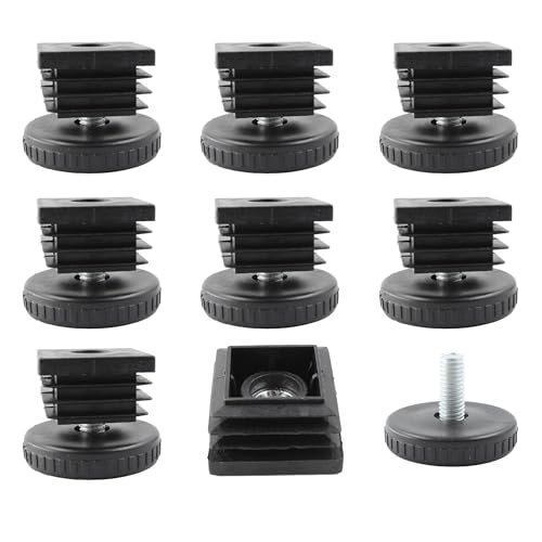 8Pcs Adjustable Leveling Feet, Square Insert Kit, Furniture Glide Leveler, Black, 40x9mm, 30x30x14mm - size: 30x30mm