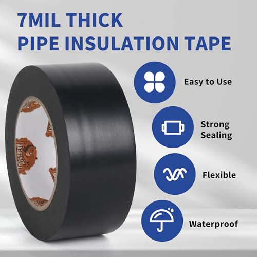 TAPEBEAR Corrosion Protection PVC Pipe Tape 2" x 33Yard 7mil Thick Black - size: 2Inch x 33Yard
