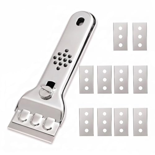 Stainless Steel Razor Blade Scraper With 10 Blades