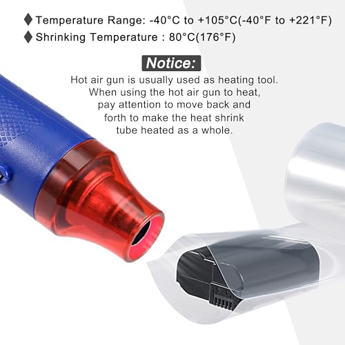 MECCANIXITY PVC Heat Shrink Tubing 48mm Dia 75mm Flat 33Ft Clear - color: Clear, size: 48mmx75mmx10m